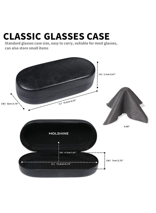 Hard Shell Sunglasses Case, Classic Large Glasses Case for Women Men, Sunglass Eyeglasses (Black)