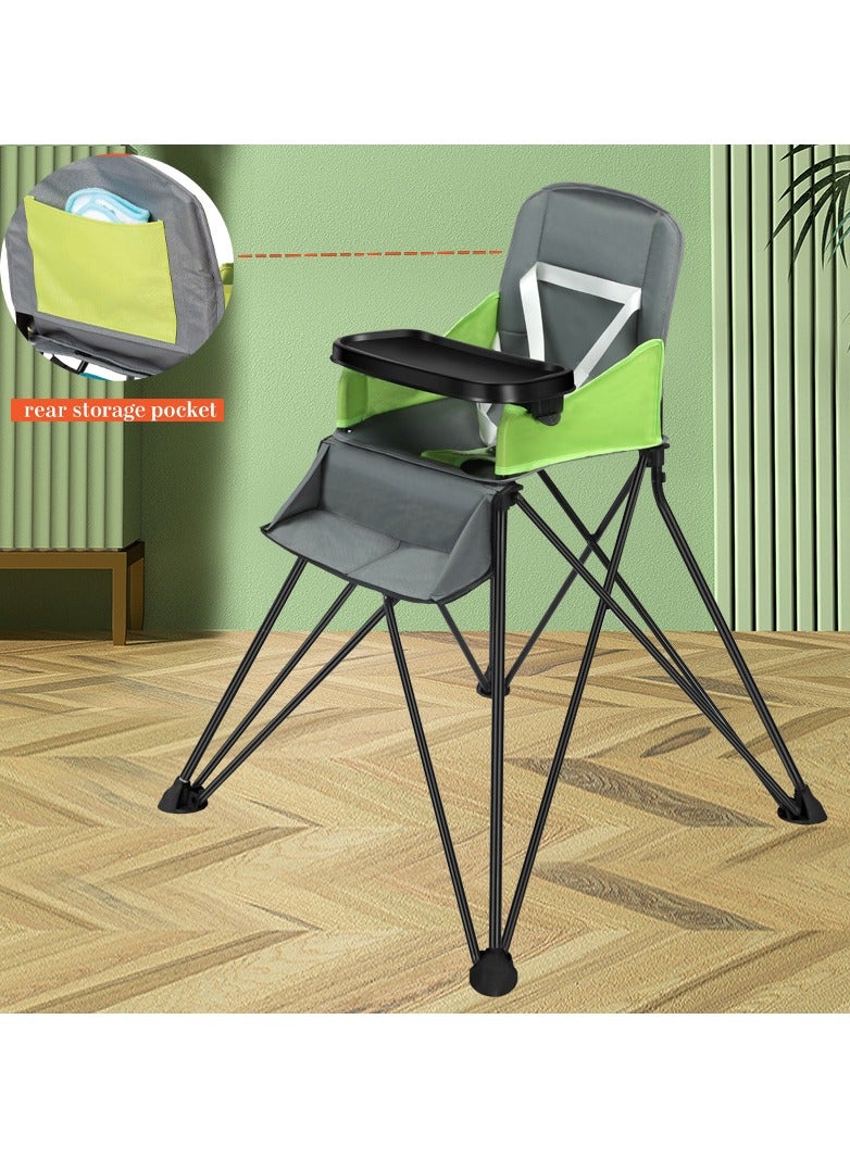 Multifunctional Baby Portable High Chair for Indoor Outdoor Children's Dining Chair Foldable Space Saving HighChair for 6 Months+ (Green)