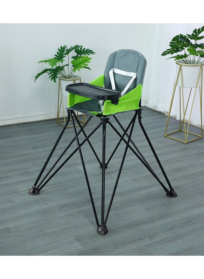 Multifunctional Baby Portable High Chair for Indoor Outdoor Children's Dining Chair Foldable Space Saving HighChair for 6 Months+ (Green)