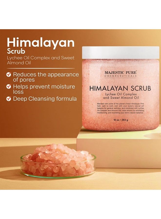 Himalayan Salt Body Scrub with Lychee Oil, Exfoliating Salt Scrub to Exfoliate & Moisturize Skin, Deep Cleansing - 10 oz
