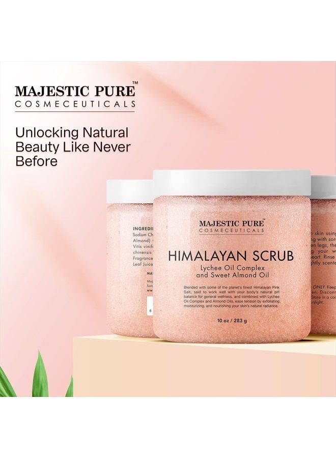 Himalayan Salt Body Scrub with Lychee Oil, Exfoliating Salt Scrub to Exfoliate & Moisturize Skin, Deep Cleansing - 10 oz