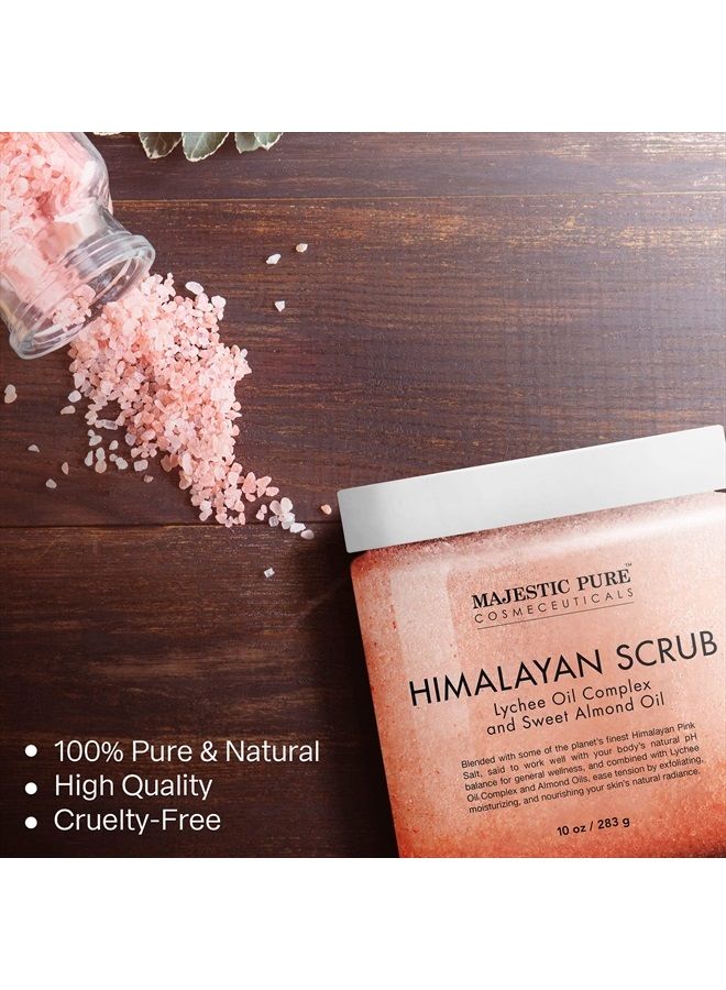 Himalayan Salt Body Scrub with Lychee Oil, Exfoliating Salt Scrub to Exfoliate & Moisturize Skin, Deep Cleansing - 10 oz