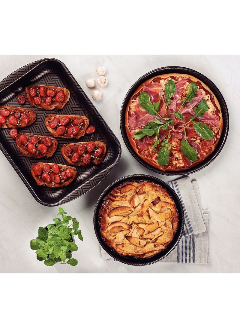 Since 1911,Made in Brazil- Paris 3 Pieces Black Aluminum Roasting Pan Set with Interior and Exterior Starflon Max PFOA Free Nonstick Coating