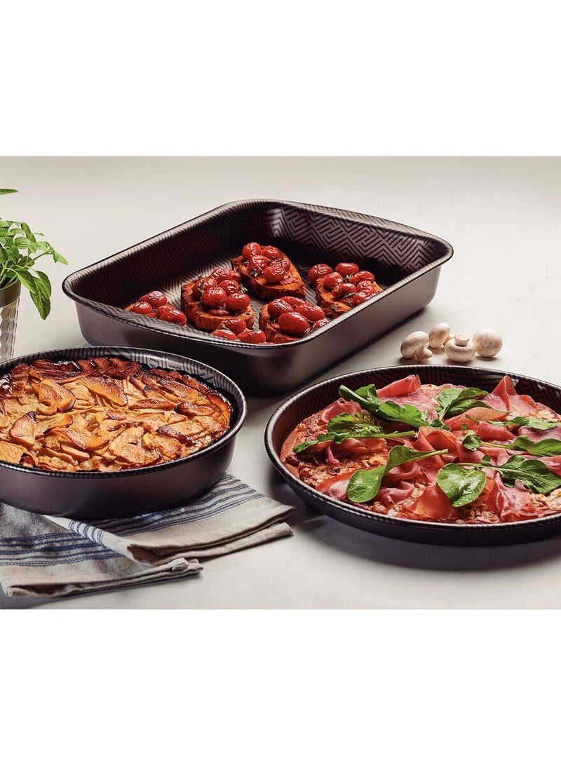 Since 1911,Made in Brazil- Paris 3 Pieces Black Aluminum Roasting Pan Set with Interior and Exterior Starflon Max PFOA Free Nonstick Coating