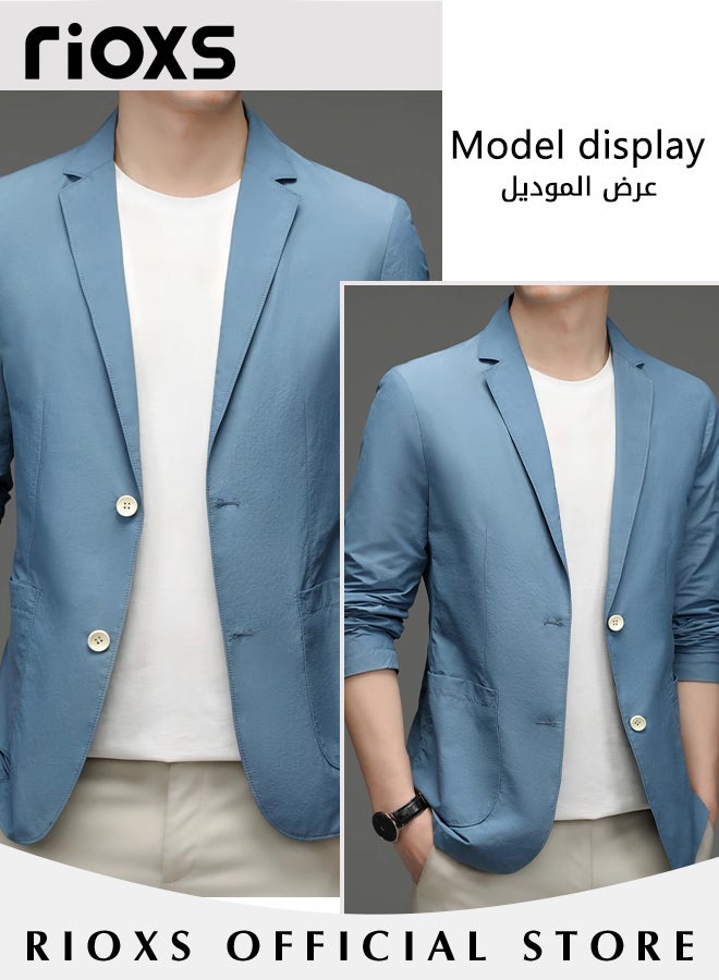 Men's Formal Long Sleeve Blazer Jacket Two Buttons Slimming Casual Blazer Coat for Business Wedding Prom Dinner