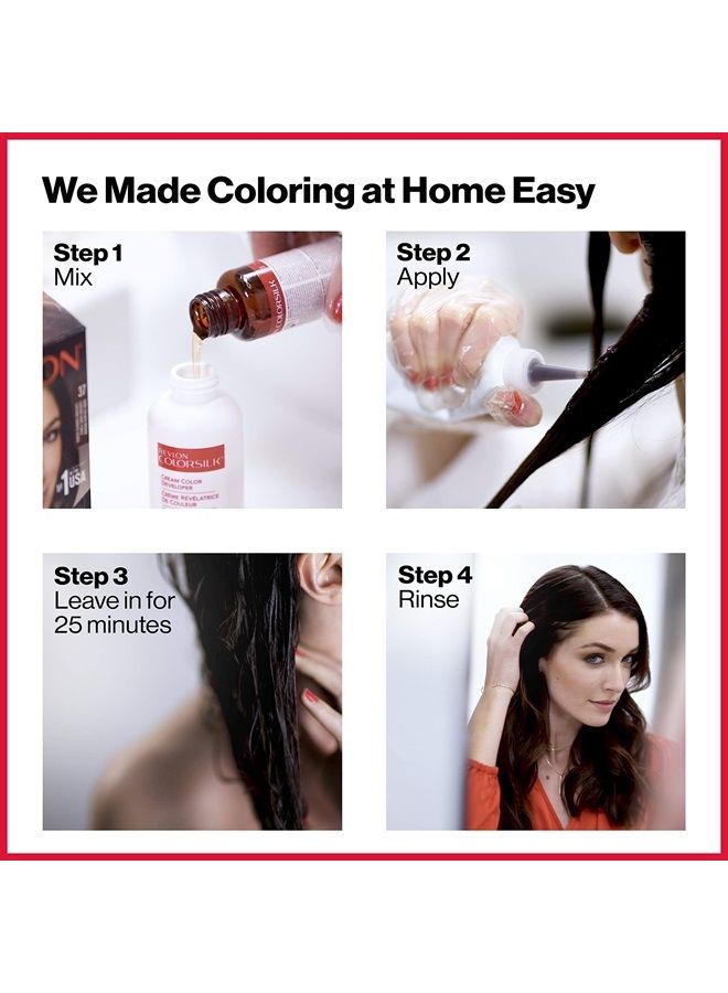 Permanent Hair Color by Revlon, Permanent Hair Dye, Colorsilk with 100% Gray Coverage, Ammonia-Free, Keratin and Amino Acids, 40 Medium Ash Brown, 4.4 Oz (Pack of 1)