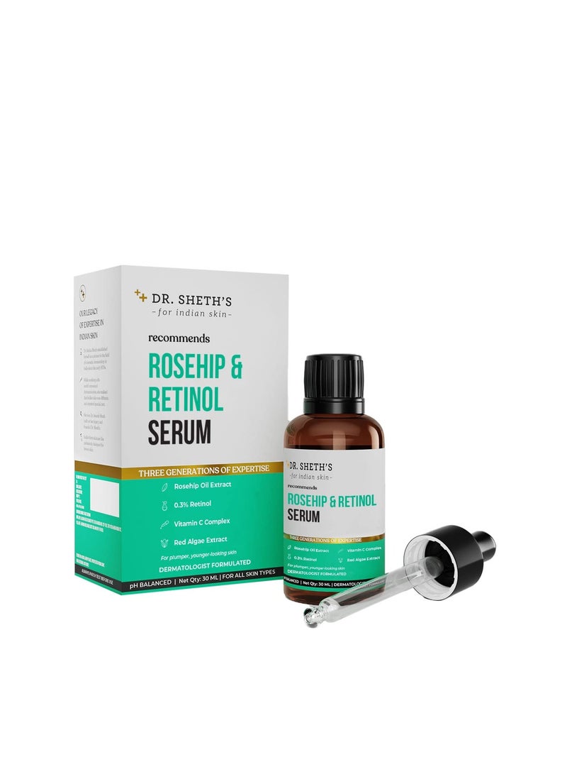 Rosehip & Retinol Serum with Rosehip Oil Extract and 0.3% Retinol | Retinol serum for face | Anti Ageing, Reduces fine lines