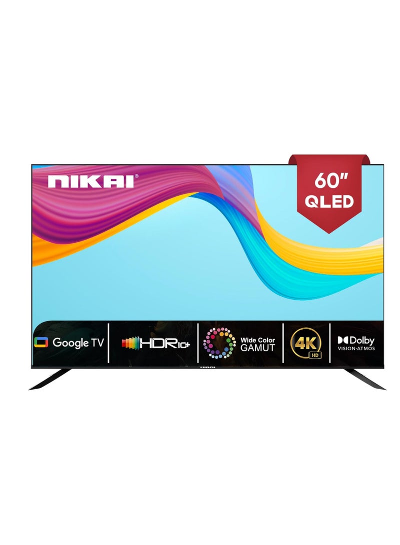 58 Inch 4K QLED Ultra HD Smart Google TV, Hands-Free Voice Control, Game Master, Dolby Vision + Atmos, 4K HDR10+, Effortless Connectivity With Android & Apple Devices NPROG60QLED Black