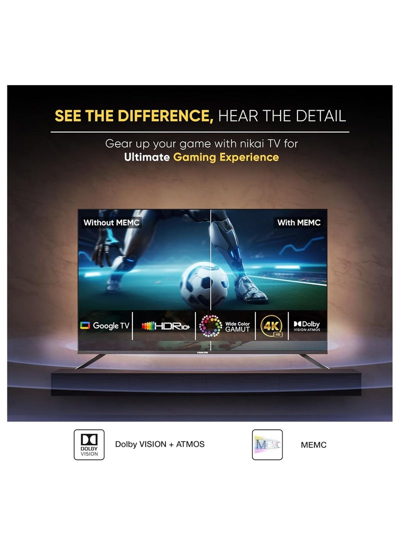 58 Inch 4K QLED Ultra HD Smart Google TV, Hands-Free Voice Control, Game Master, Dolby Vision + Atmos, 4K HDR10+, Effortless Connectivity With Android & Apple Devices NPROG60QLED Black