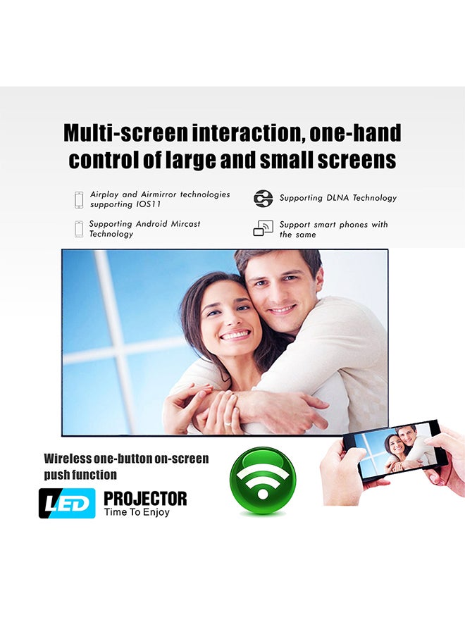 Home Android LED Projector 3500 Lumens Mobile Casting Portable Projector Screen Upto 200