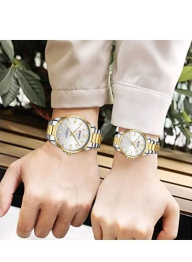 Fashion Lovers Couple Wristwatch Stainless Strap Japanese Quartz Movement Waterproof Appointment Watches