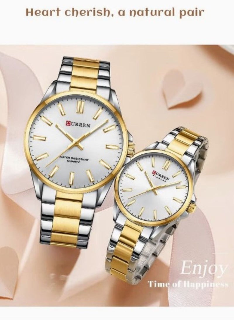 Fashion Lovers Couple Wristwatch Stainless Strap Japanese Quartz Movement Waterproof Appointment Watches