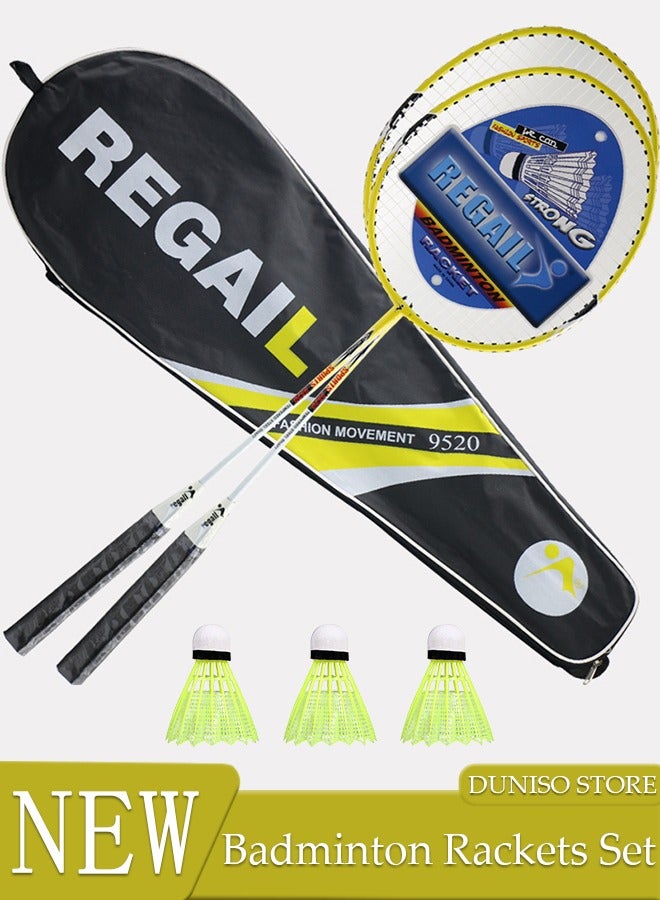 Badminton Rackets Set 2 Player Badminton Rackets Lightweight Badminton Racquet with 3 Shuttlecocks and 1 Carrying Bag,Badminton Backyard Games for Outdoor,Garden,Beach,Family Fun Game