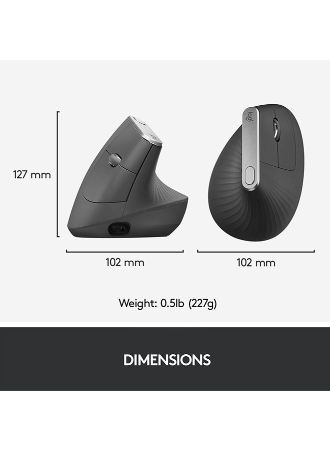 MX Vertical Ergonomic Wireless Mouse With USB Receiver Graphite