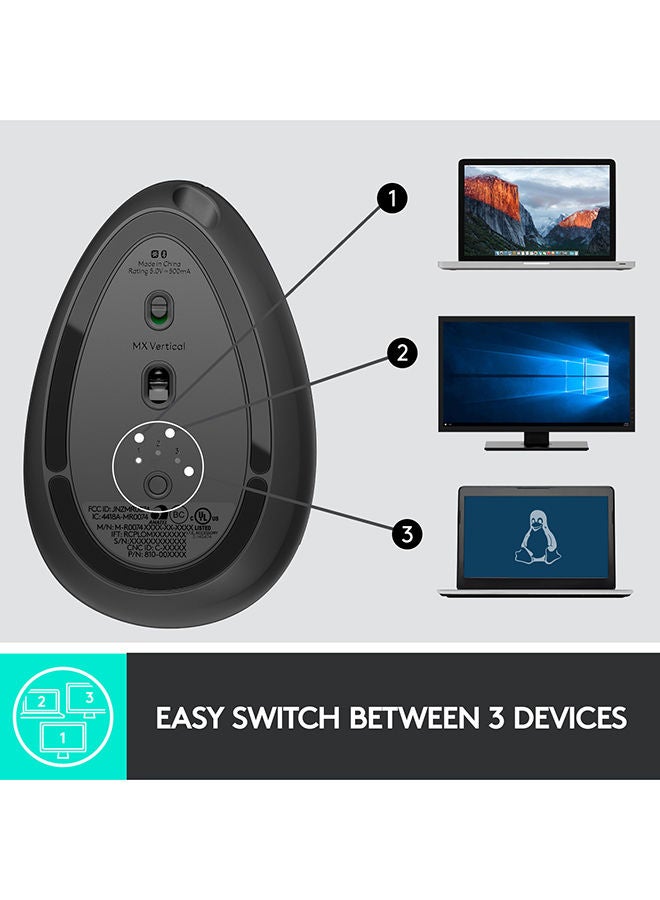 MX Vertical Ergonomic Wireless Mouse With USB Receiver Graphite
