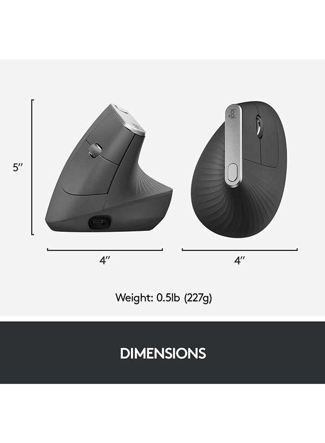 MX Vertical Ergonomic Wireless Mouse With USB Receiver Graphite