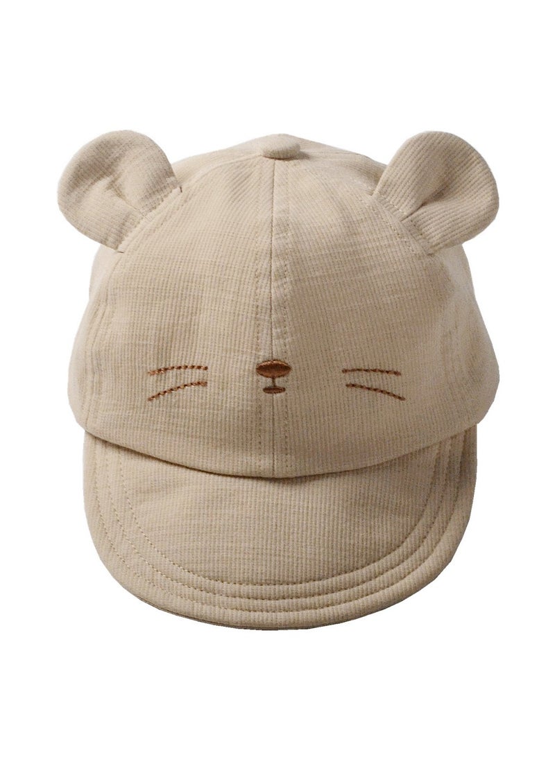 Wonder Kids durable cotton Kids Cap, Kitty Kids Caps are Perfect for Beach, Travelling and Outdoor activities, Cute Kitty design Easy to match with Clothing Styles, Beige