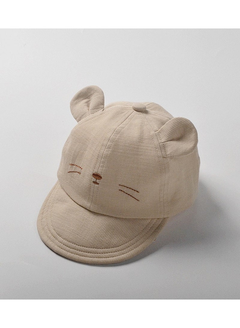 Wonder Kids durable cotton Kids Cap, Kitty Kids Caps are Perfect for Beach, Travelling and Outdoor activities, Cute Kitty design Easy to match with Clothing Styles, Beige