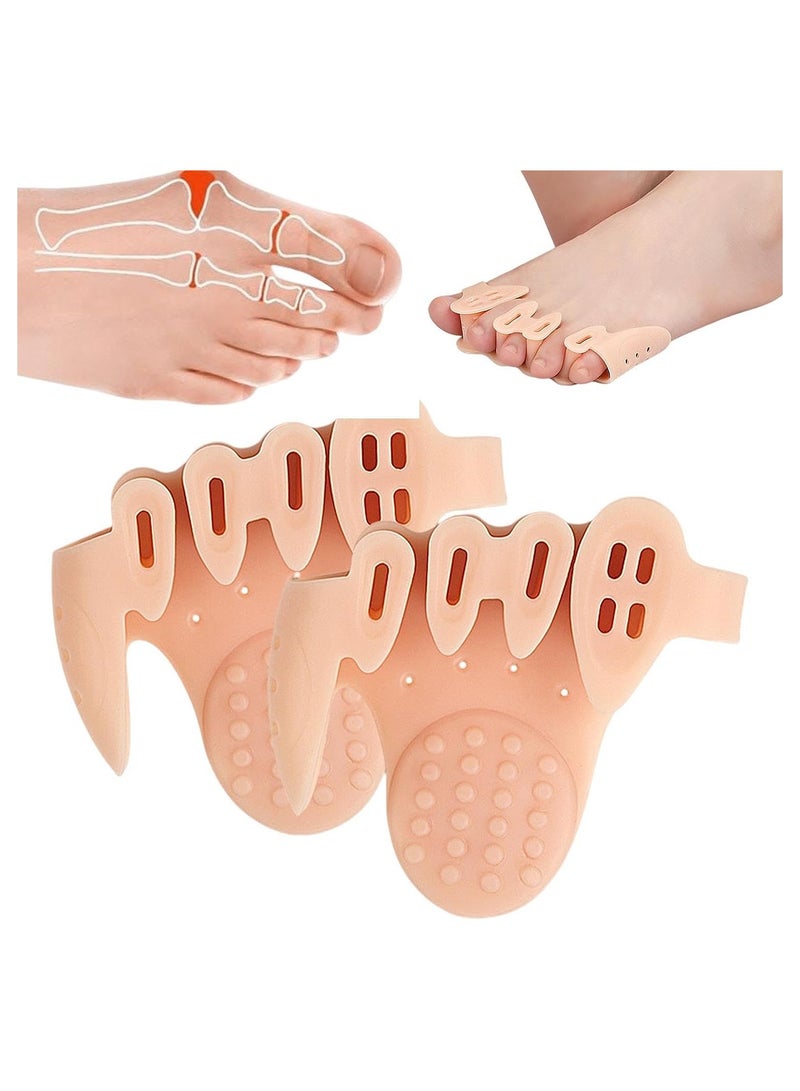 2 Pairs Toe Splitter, 5-hole Toe Stretcher, Soft Gel Toe Spacers to Correct Toes, Toe Corrector, Bunion Corrector for Women Men Toe Straightener Toe Stretcher Big Toe Separators