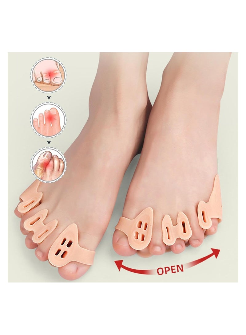 2 Pairs Toe Splitter, 5-hole Toe Stretcher, Soft Gel Toe Spacers to Correct Toes, Toe Corrector, Bunion Corrector for Women Men Toe Straightener Toe Stretcher Big Toe Separators