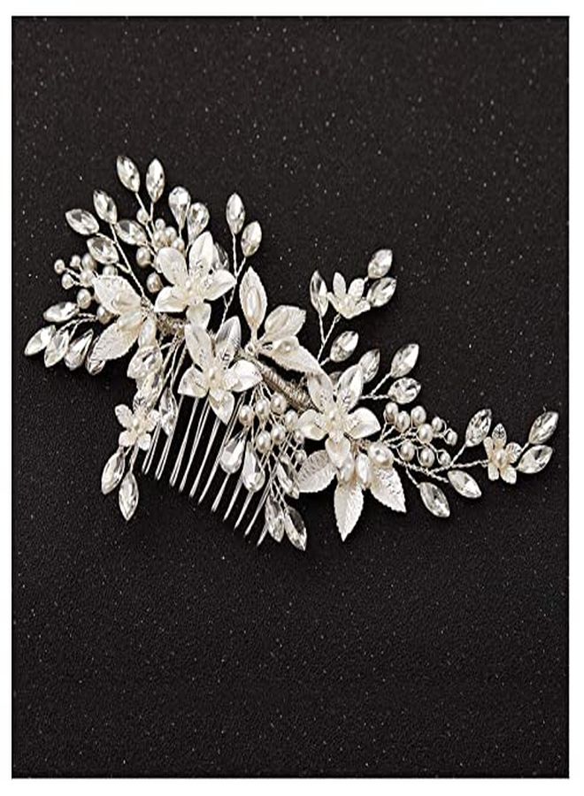 Handmade Wedding Hair Comb,Pearl Flower Bridal Hair Clip Hair Accessories For Women Wedding