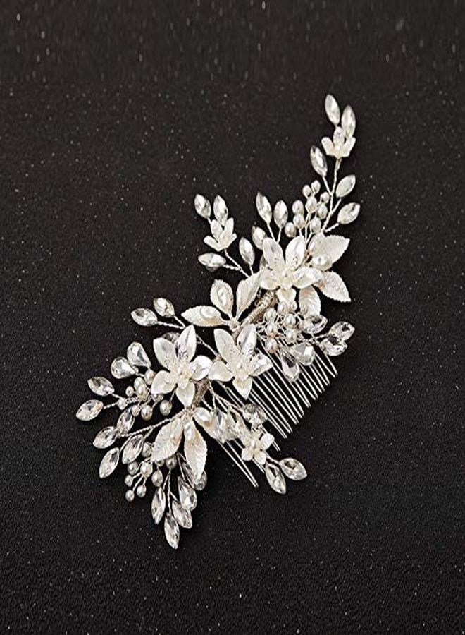 Handmade Wedding Hair Comb,Pearl Flower Bridal Hair Clip Hair Accessories For Women Wedding