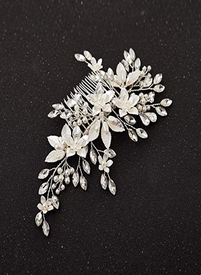 Handmade Wedding Hair Comb,Pearl Flower Bridal Hair Clip Hair Accessories For Women Wedding