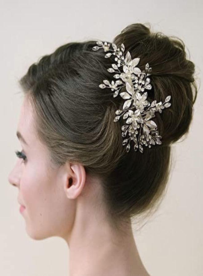 Handmade Wedding Hair Comb,Pearl Flower Bridal Hair Clip Hair Accessories For Women Wedding