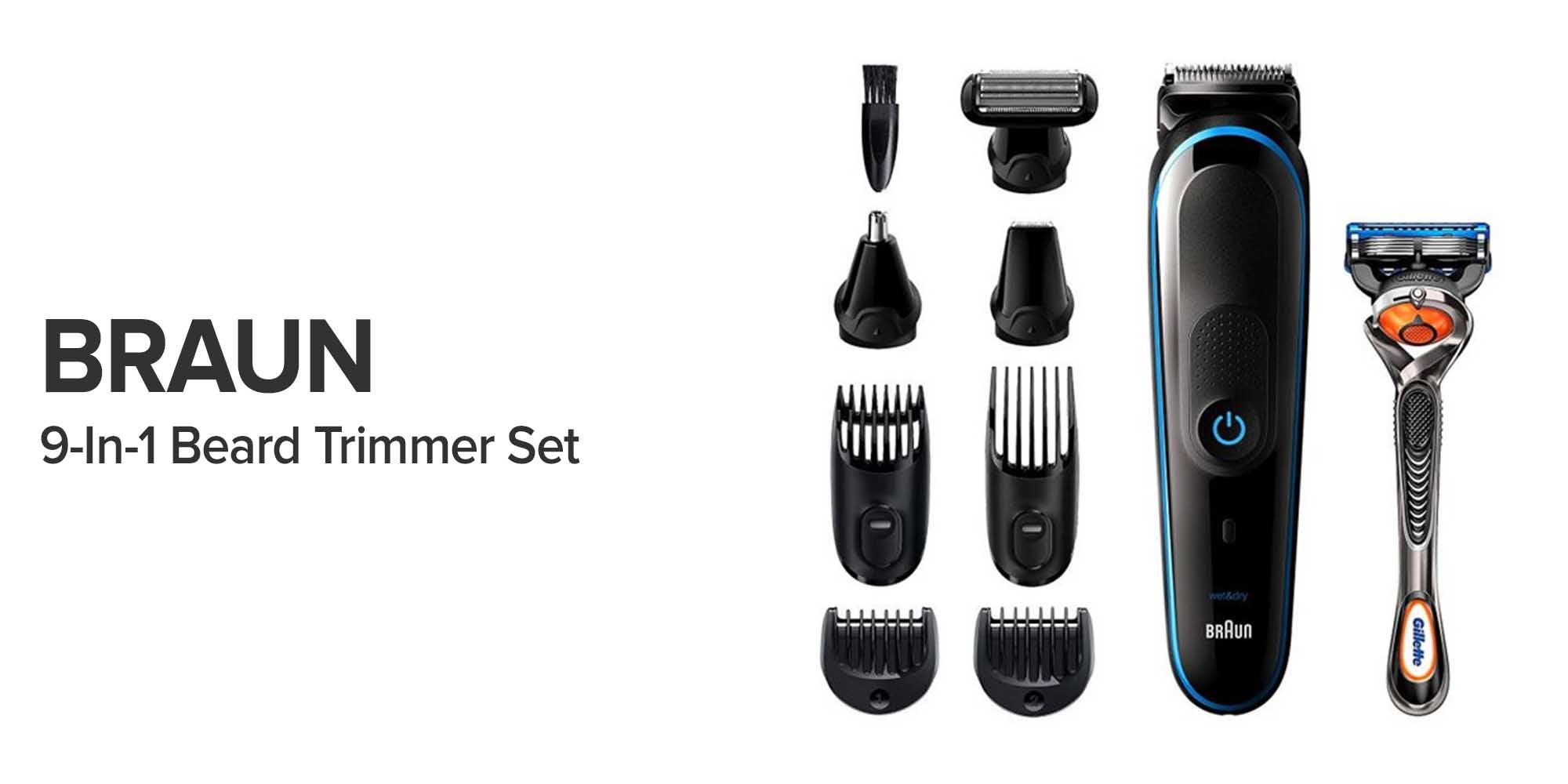 MGK5280 9-In-1 Beard Trimmer Set With Gillette Fusion5 ProGlide Razor Black/Blue