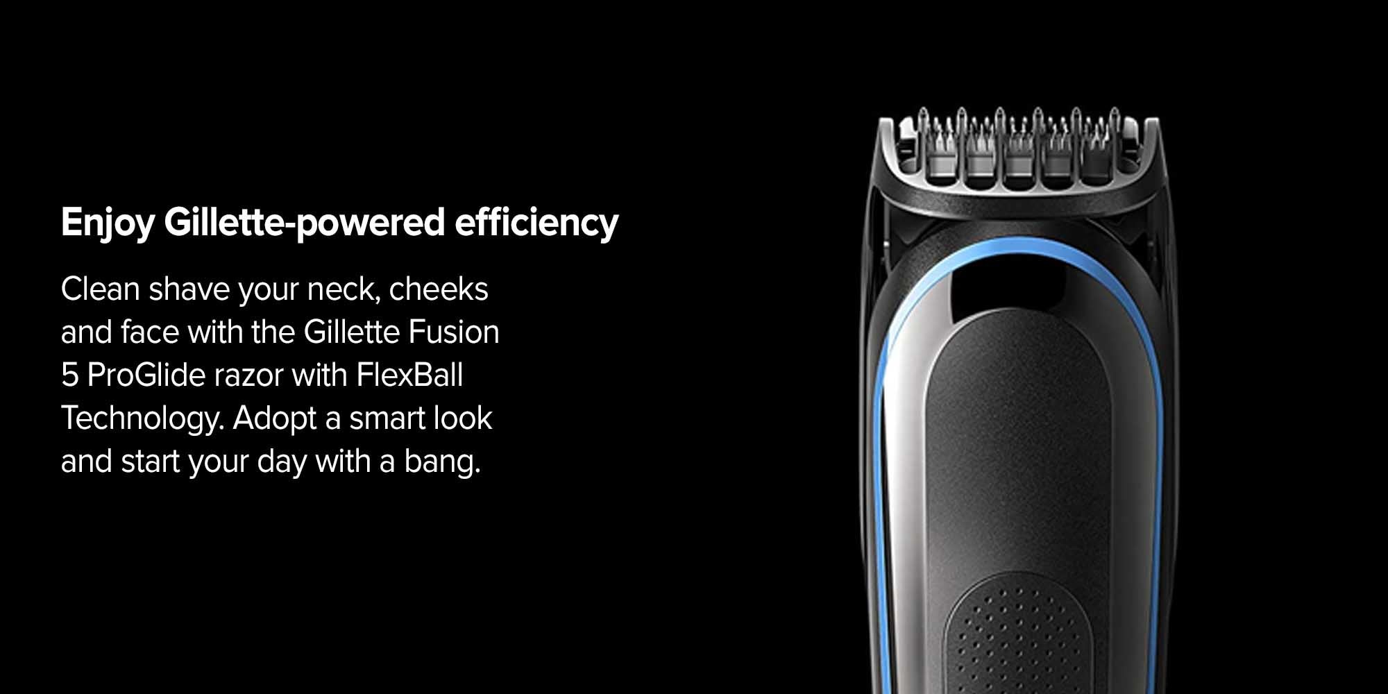 MGK5280 9-In-1 Beard Trimmer Set With Gillette Fusion5 ProGlide Razor Black/Blue