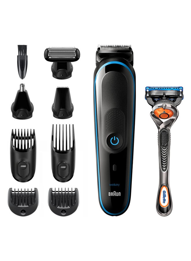 MGK5280 9-In-1 Beard Trimmer Set With Gillette Fusion5 ProGlide Razor Black/Blue