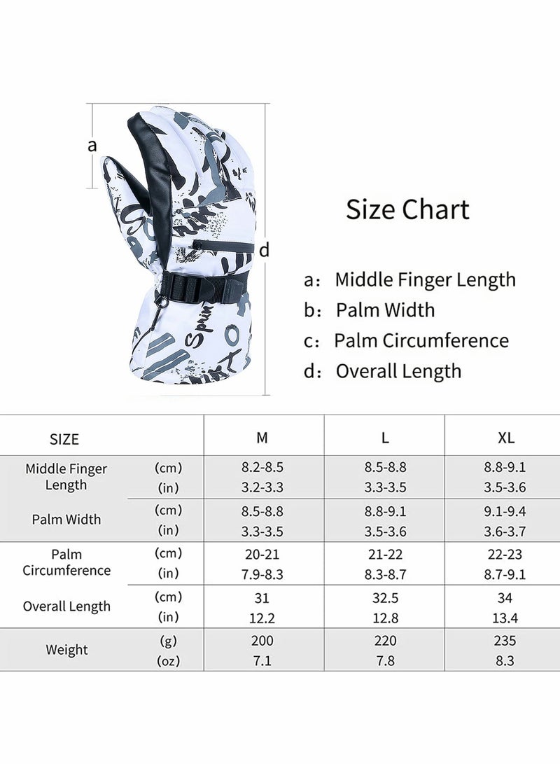 Snow Ski Gloves Waterproof Windproof Winter Thermal Outdoor Warm Mittens Touch Screen Full Finger Cold Weather Hand for Skiing Driving Running Motorcycle Cycli Men Women