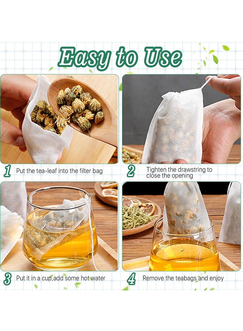 1000 Pcs Disposable Tea Bags for Loose Leaf Tea, Drawstring Empty Tea Infuser with 2 Pcs Tea Spoon, Natural Material Tea Filter Bags for Loose Leaf Tea, Coffee