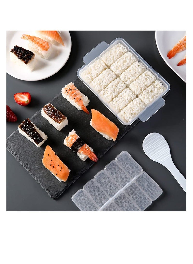 Rice Ball Mold, Mini Onigiri Sushi 10 in 1 Rectangular Maker, Mold Case Box Press Nigiri Bento for DIY Kitchen Tools