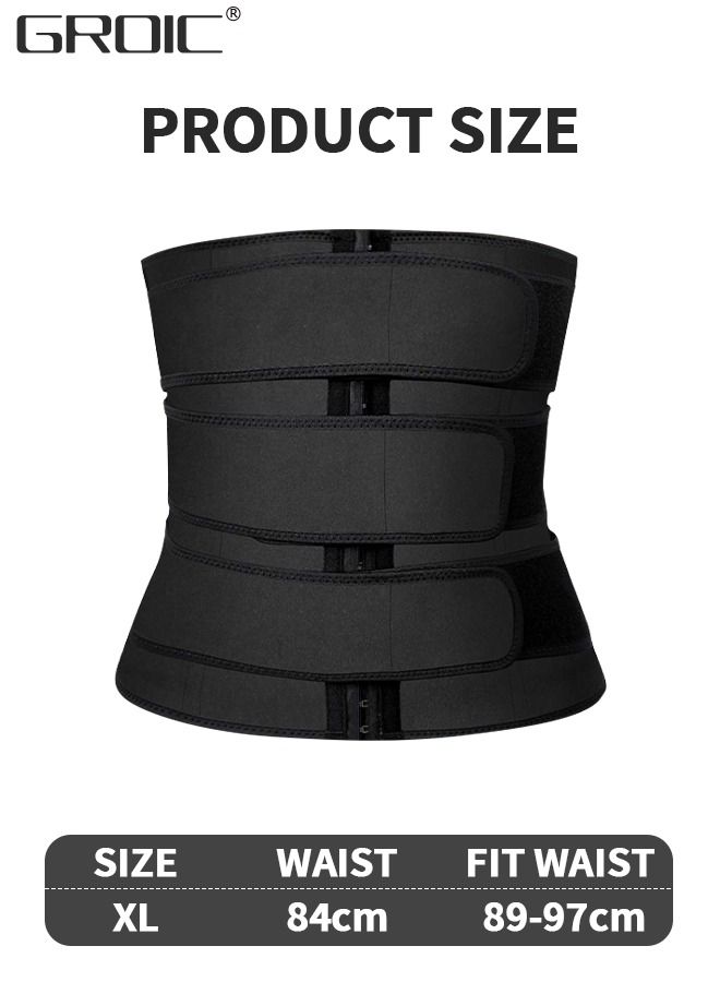Men's Waist Trainer Sauna Weight Loss Body Shaper Sweat Vest for Men with 3 Rows of Hooks and 3 Belt, Neoprene Sauna Waist Sauna Sweat Waist Trimmer Slimmer Belt Workout Girdle, XL