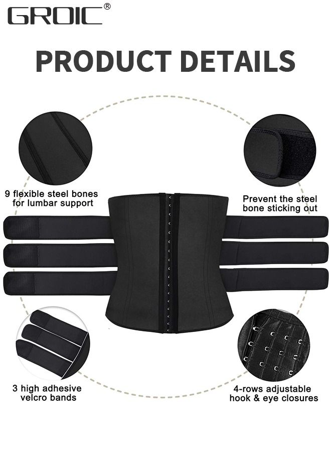 Men's Waist Trainer Sauna Weight Loss Body Shaper Sweat Vest for Men with 3 Rows of Hooks and 3 Belt, Neoprene Sauna Waist Sauna Sweat Waist Trimmer Slimmer Belt Workout Girdle, XL