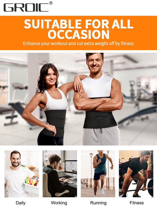 Men's Waist Trainer Sauna Weight Loss Body Shaper Sweat Vest for Men with 3 Rows of Hooks and 3 Belt, Neoprene Sauna Waist Sauna Sweat Waist Trimmer Slimmer Belt Workout Girdle, XL