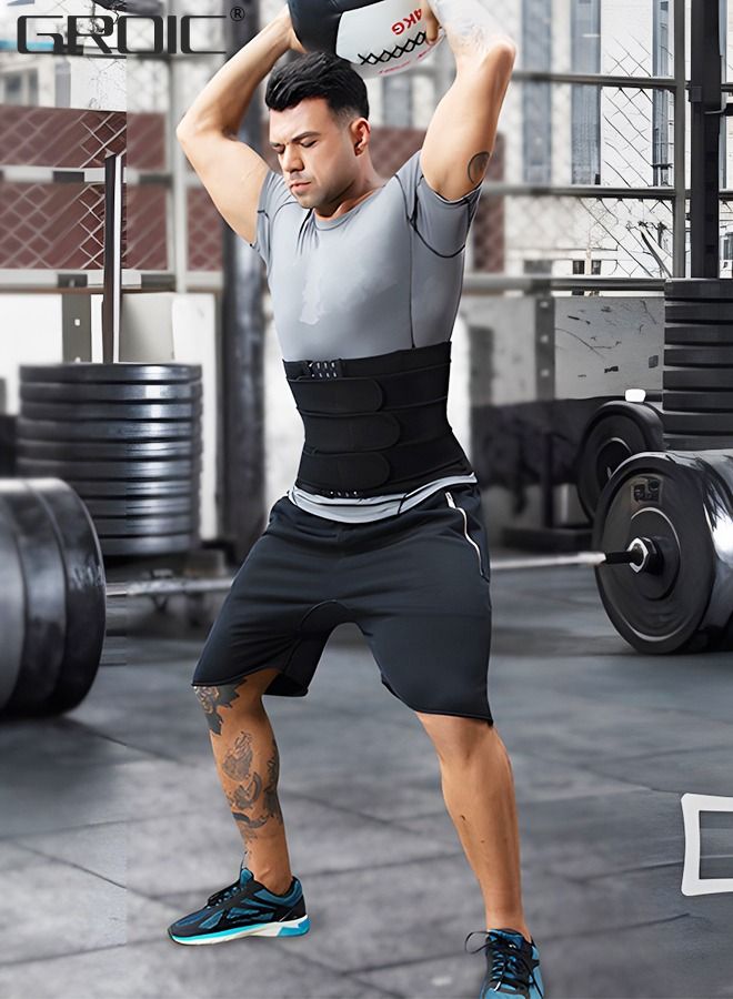 Men's Waist Trainer Sauna Weight Loss Body Shaper Sweat Vest for Men with 3 Rows of Hooks and 3 Belt, Neoprene Sauna Waist Sauna Sweat Waist Trimmer Slimmer Belt Workout Girdle, XL