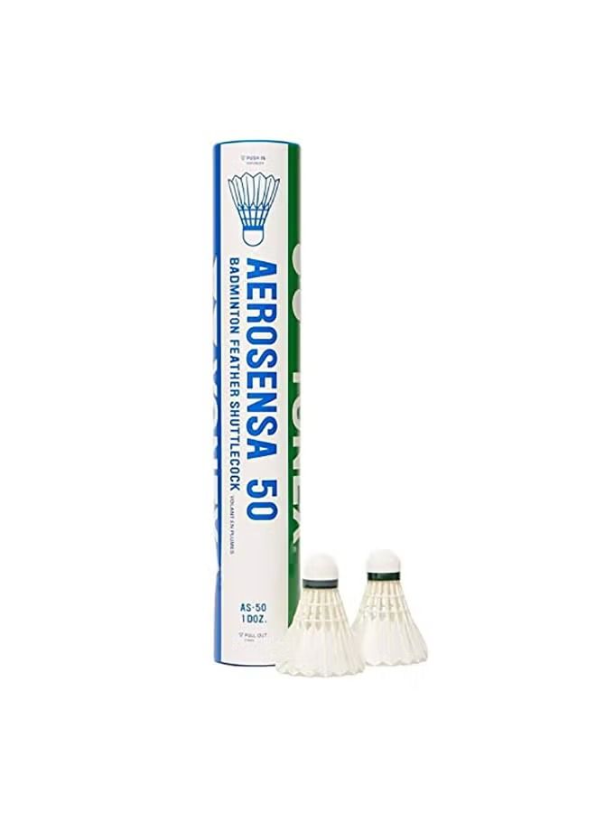 12-Piece Aerosensa 50 Badminton Feather Shuttlecock Set 38.50x6.70cm