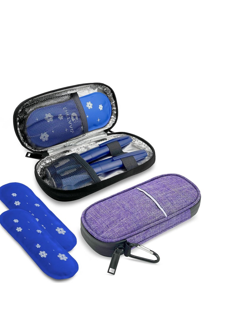 Insulin Cooler Travel Case, Diabetic Medication Insulated Cool Organizer with 2 Reusable Ice Packs for Insulin Pen and Other Diabetic Supplies, Travel Case for Most Insulated Medication Travel Bag