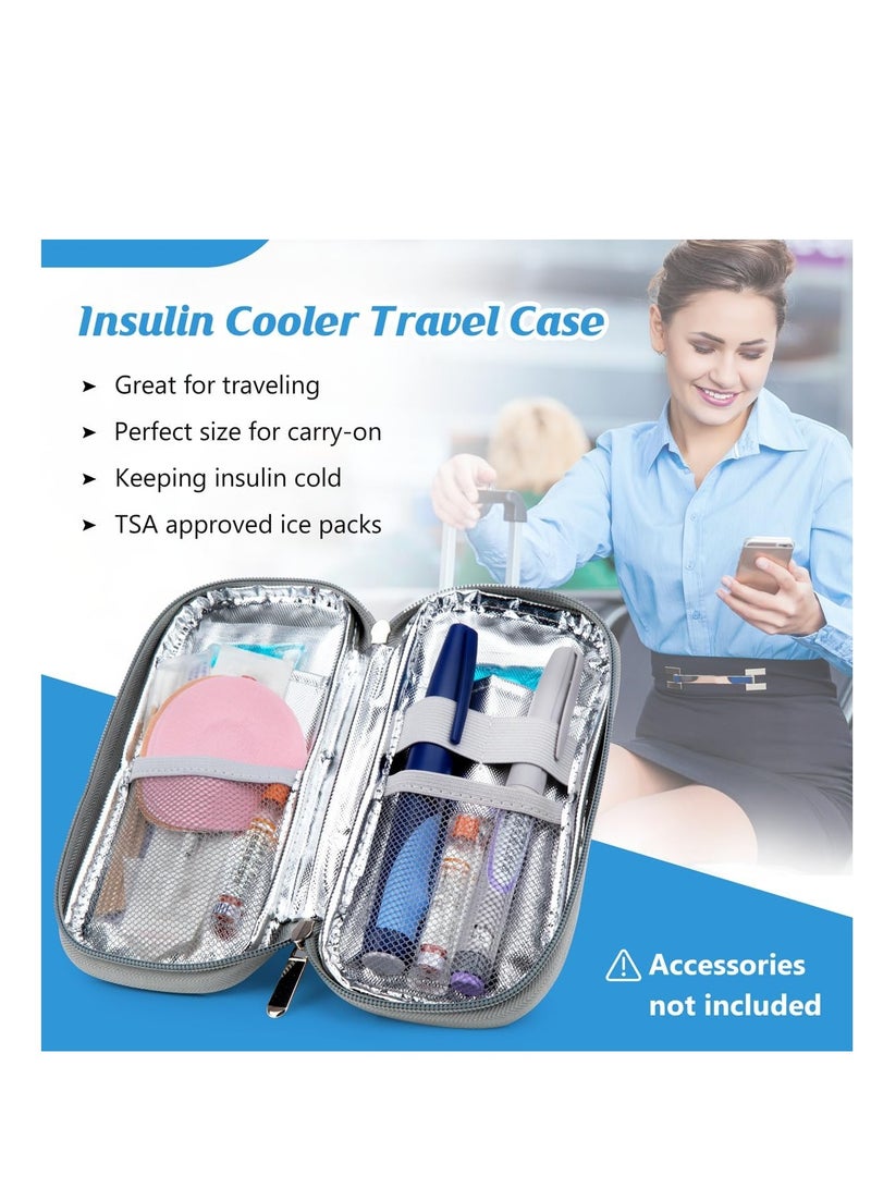 Insulin Cooler Travel Case, Diabetic Medication Insulated Cool Organizer with 2 Reusable Ice Packs for Insulin Pen and Other Diabetic Supplies, Travel Case for Most Insulated Medication Travel Bag