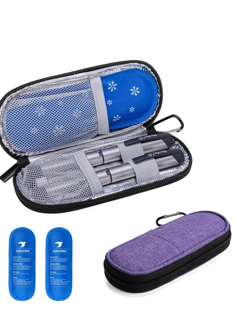 Insulin Cooler Travel Case, Diabetic Medication Insulated Cool Organizer with 2 Reusable Ice Packs for Insulin Pen and Other Diabetic Supplies, Travel Case for Most Insulated Medication Travel Bag