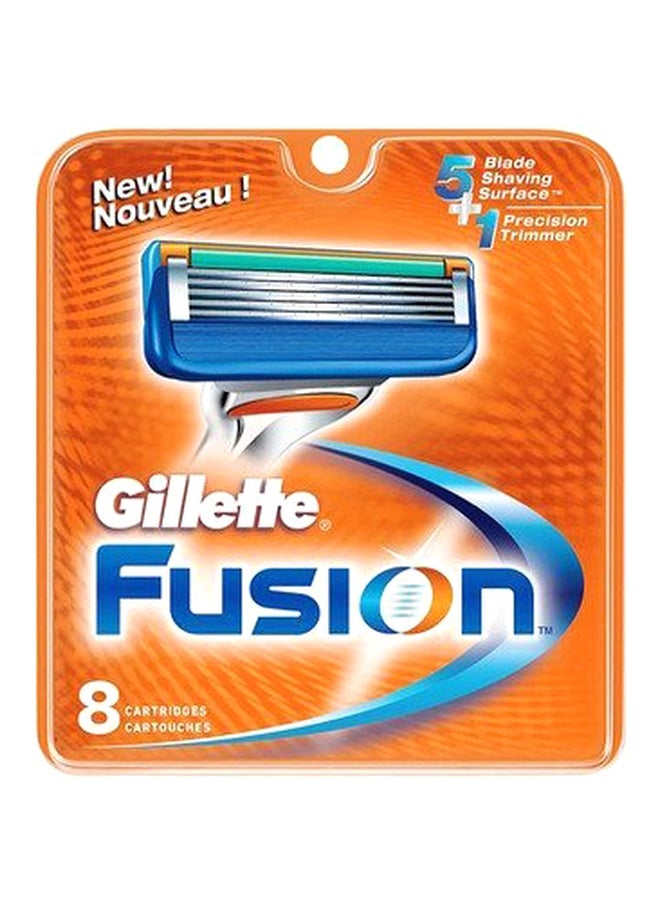 8-Piece Fusion Razor Blades Blue/Silver