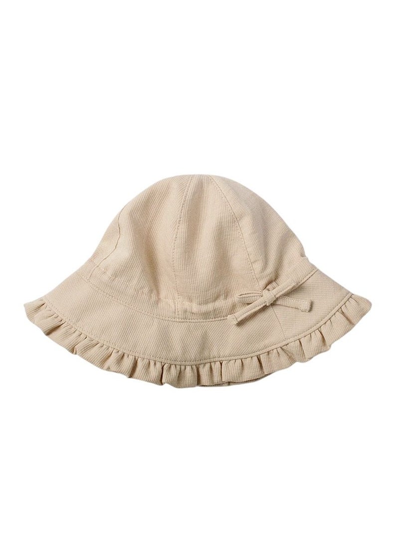 TGC Kids Summer Cotton Bucket Hat No Deformation Sun Protection for All Season Beach Vacation Getaway Headwear (2-6 Years Beige)