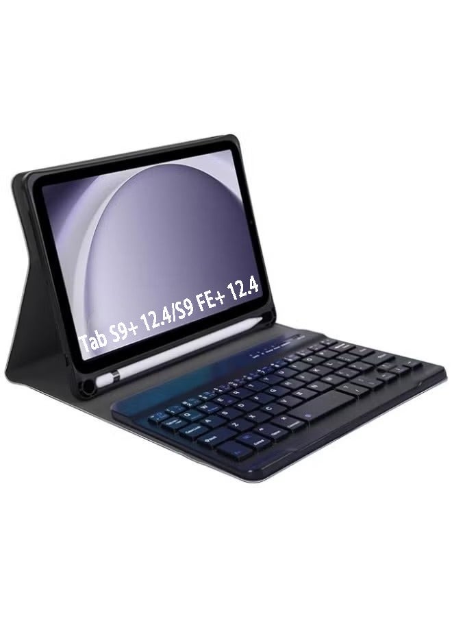 Keyboard Case for Samsung Galaxy Tab S10 Plus 12.4 inch 2024/Tab S9 Plus 12.4 2023/S9 FE Plus 12.4 2023/S8 Plus 2022/ S7 FE 2021/ S7 Plus 2020 Case Bluetooth Connection Wireless Keyboard Auto Sleep/Wake Smart Folio with S Pen Holder for 12.4inch S10+/S9FE+/S9+/S8+/S7FE+/S7+