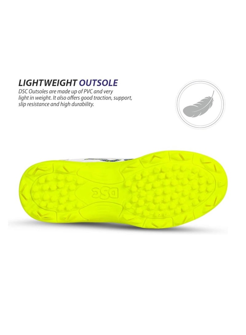 Beamer Cricket Shoe | Color: Fluro Yellow & White | Size: 4UK/5US/38EU | For Mens & Boys | Material: Polyvinyl Chloride | Long Lasting Performance | Breathable Mesh for Improving Performance