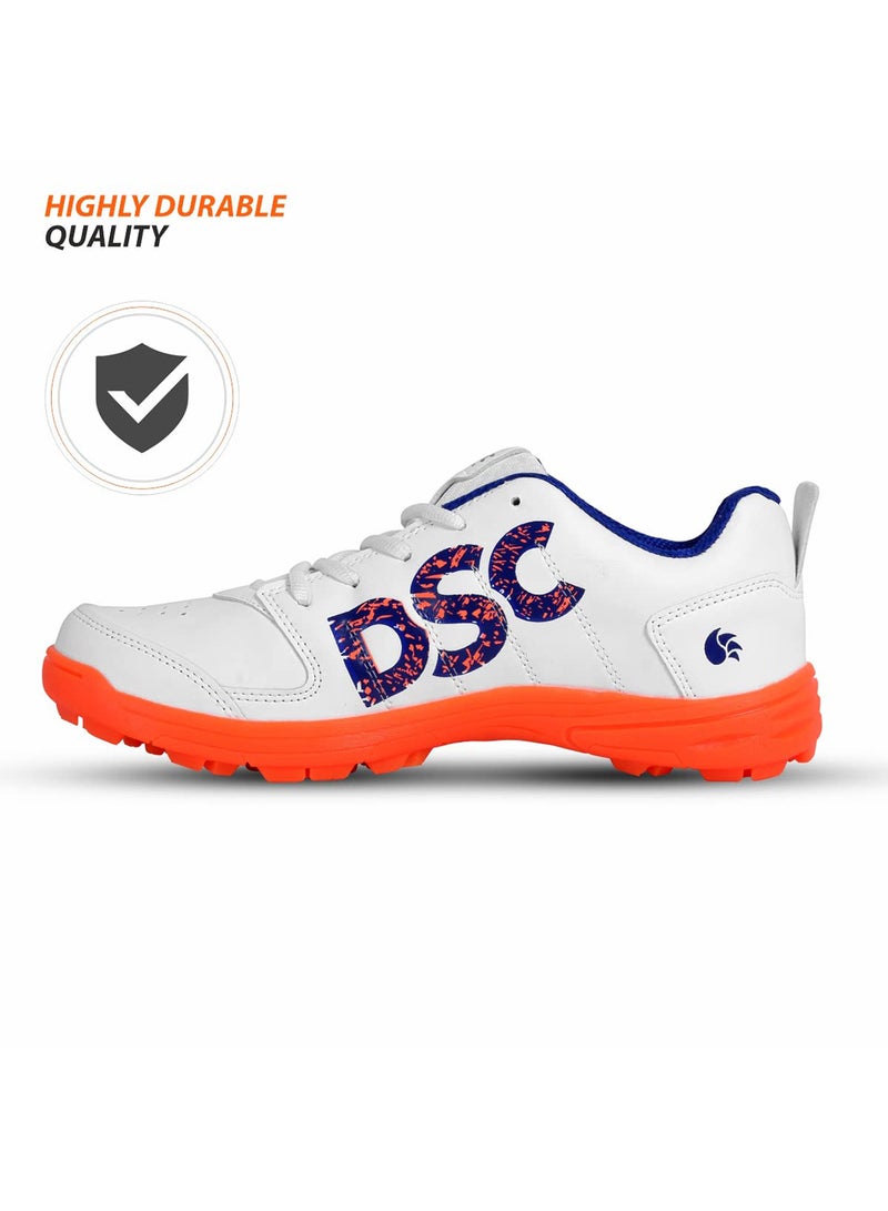 Beamer Cricket Shoes | Fluro Orange/White | For Boys and Men | Light Weight | Durable | 11 UK, 12 US, 45 EU