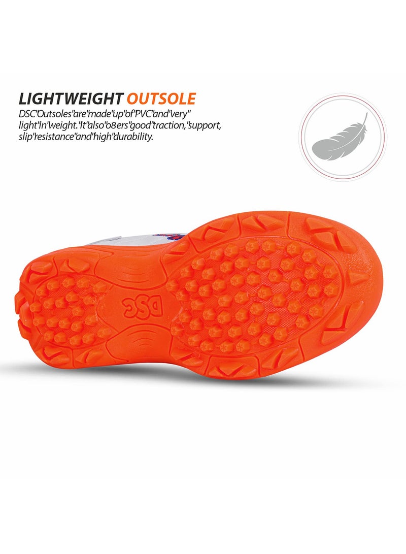 Beamer Cricket Shoes | Fluro Orange/White | For Boys and Men | Light Weight | Durable | 11 UK, 12 US, 45 EU