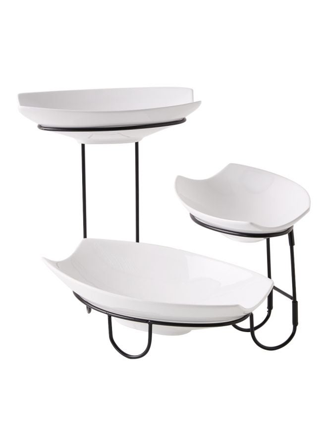 4-In-1 Platter Set With Stand White/Black