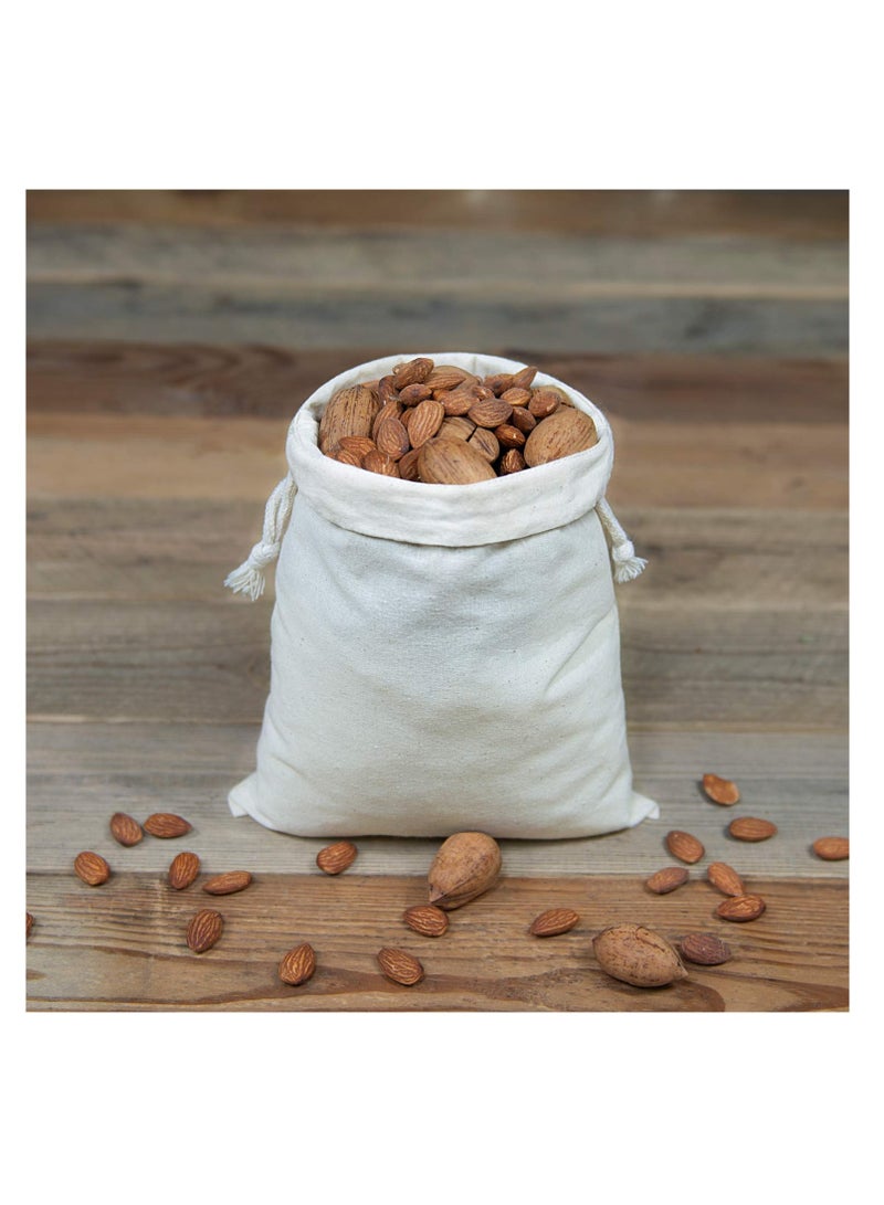 12 Pack 17cm*23CM Reusable Produce Bags, Muslin Bags with Drawstrings for Shopping and Storage, 100% Natural Cotton Bags, Washable, Biodegradable, for Fruit Vegetable and More, Food Safe